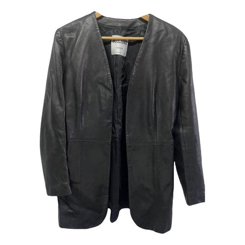 Pre-owned Moschino Leather Blazer In Black