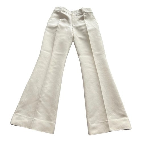 Pre-owned Gucci Silk Large Pants In Ecru