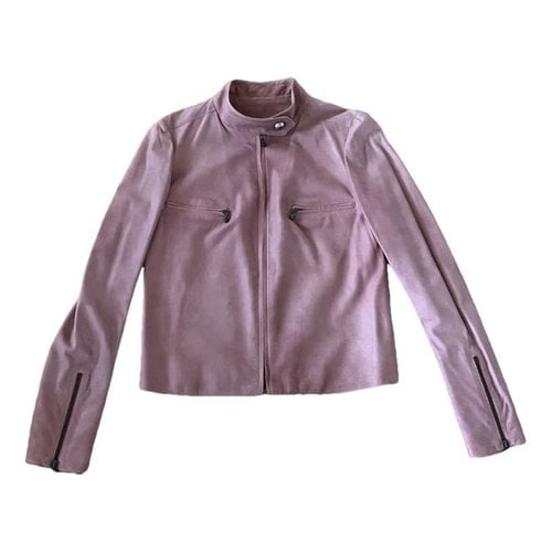 Pre-owned Chanel Leather Biker Jacket In Pink