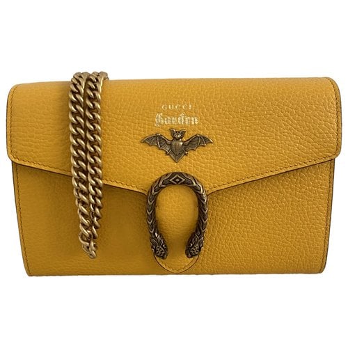 Pre-owned Gucci Dionysus Chain Wallet Leather Crossbody Bag In Yellow