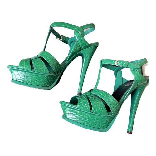 Pre-owned Saint Laurent Leather Sandal In Green