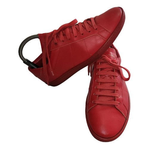 Pre-owned Saint Laurent Sl/01 Leather Low Trainers In Red