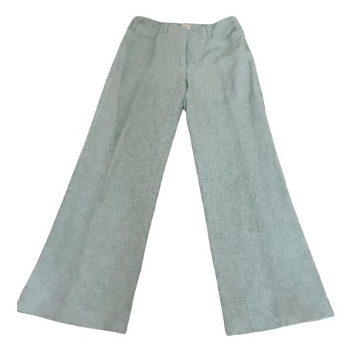 Pre-owned Etro Linen Large Pants In Green