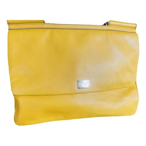 Pre-owned Dolce & Gabbana Sicily Leather Handbag In Yellow
