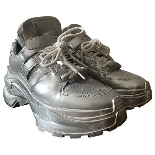 Pre-owned Maison Margiela Patent Leather Trainers In Silver
