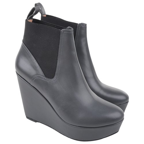 Pre-owned Robert Clergerie Leather Ankle Boots In Grey