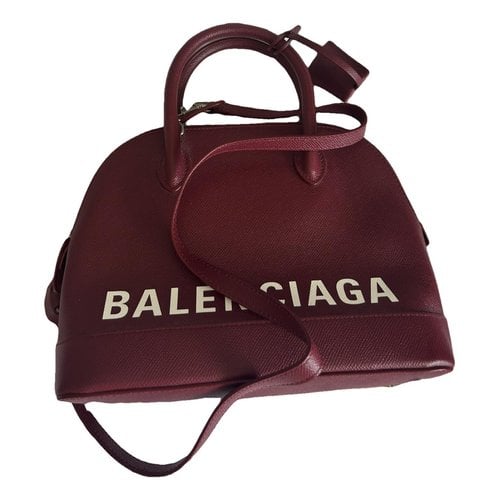 Pre-owned Balenciaga Ville Top Handle Leather Handbag In Burgundy