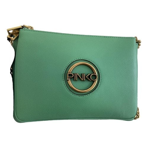 Pre-owned Pinko Leather Clutch Bag In Green
