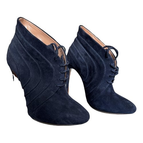 Pre-owned Alaïa Boots In Navy