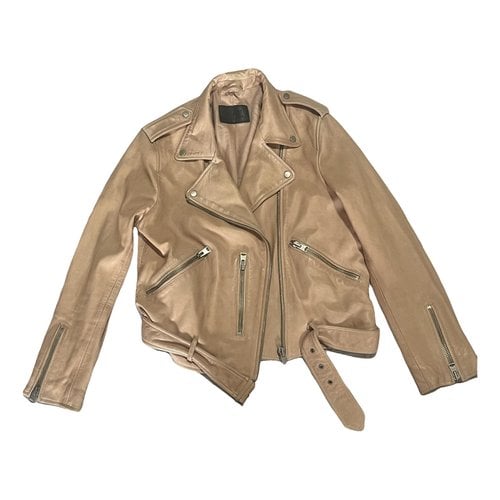 Pre-owned Allsaints Leather Jacket In Pink