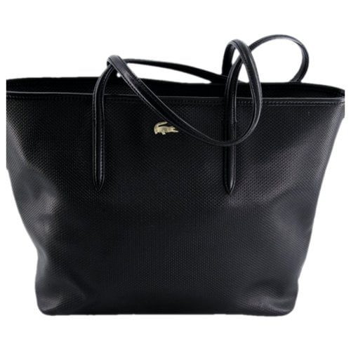 Pre-owned Lacoste Leather Handbag In Black