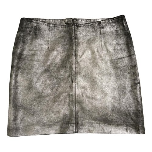 Pre-owned Berenice Leather Mini Skirt In Silver