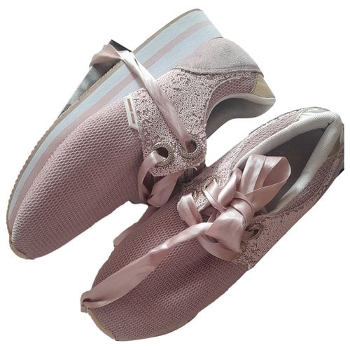 Pre-owned Versace Cloth Trainers In Pink