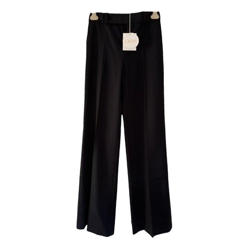 Pre-owned Chloé Wool Trousers In Navy