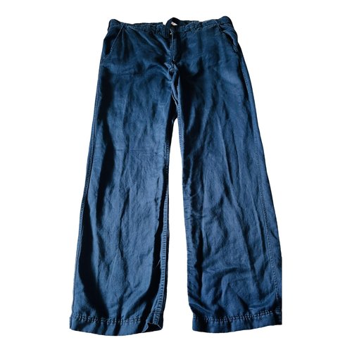 Pre-owned Guess Linen Trousers In Blue