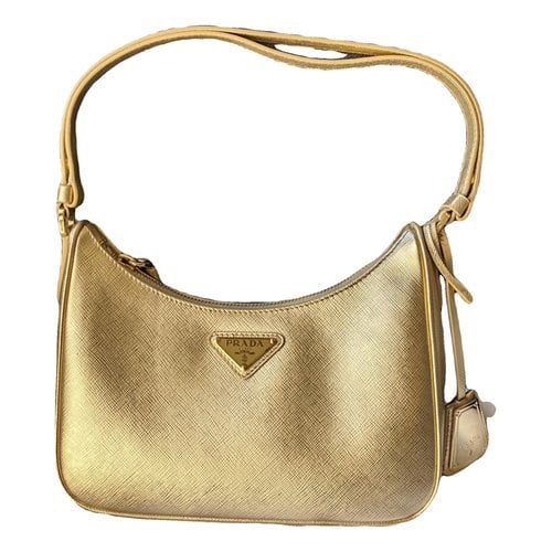 Pre-owned Prada Re-edition Leather Handbag In Gold