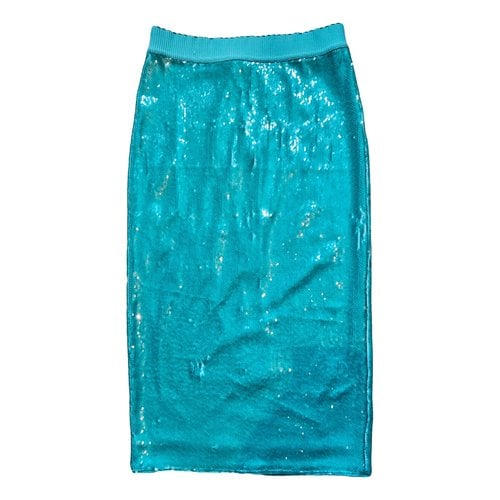 Pre-owned Essentiel Antwerp Glitter Mid-length Skirt In Turquoise