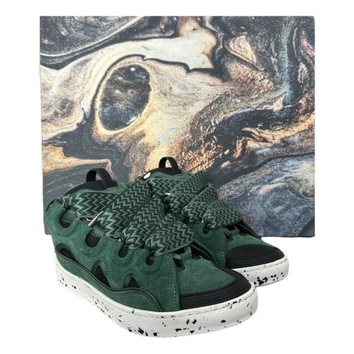 Pre-owned Lanvin Cloth Trainers In Green