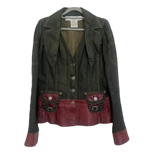 Pre-owned Dior Leather Jacket In Burgundy