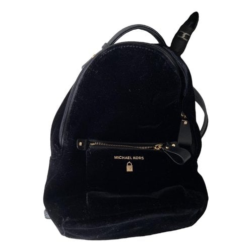 Pre-owned Michael Kors Velvet Backpack In Black