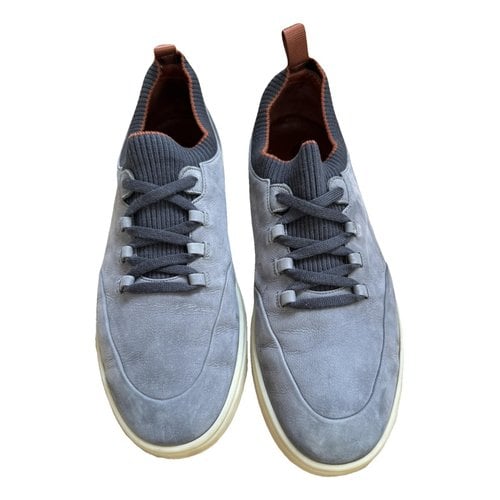 Pre-owned Loro Piana Leather Trainers In Blue
