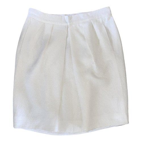 Pre-owned Versace Silk Mini Skirt In White