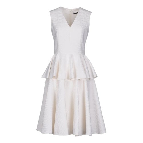 Pre-owned Alexander Mcqueen Wool Mid-length Dress In White