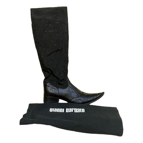Pre-owned Gianni Barbato Leather Cowboy Boots In Black