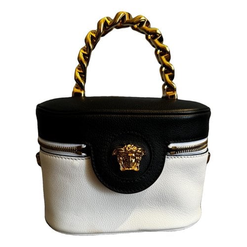 Pre-owned Versace La Medusa Leather Handbag In White