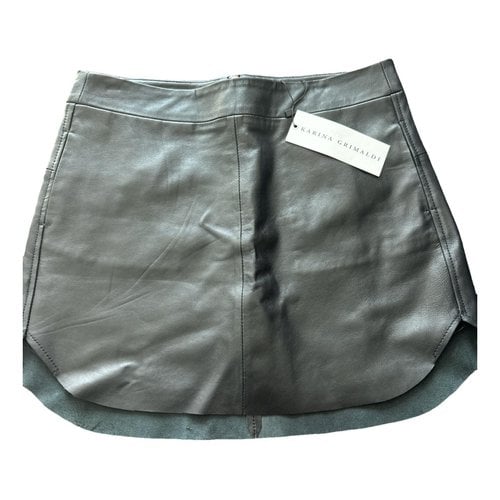 Pre-owned Karina Grimaldi Leather Mini Skirt In Black