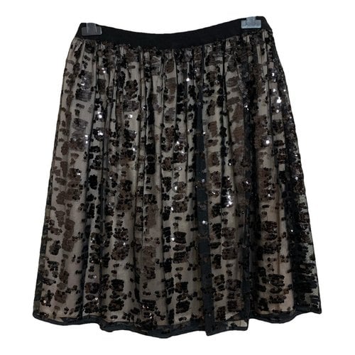 Pre-owned Les Copains Glitter Mid-length Skirt In Black