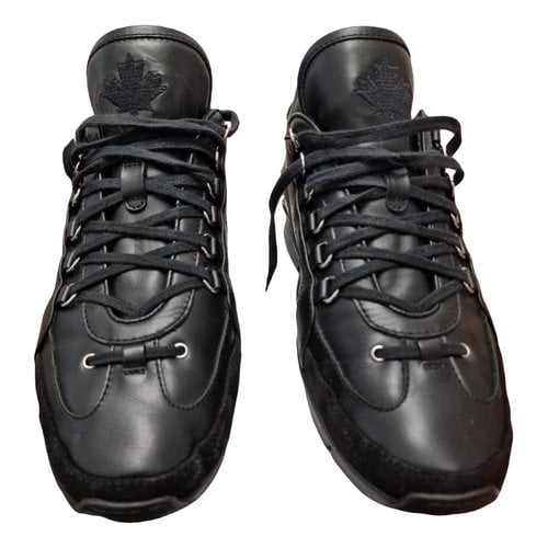 Pre-owned Dsquared2 551 Leather Low Trainers In Black