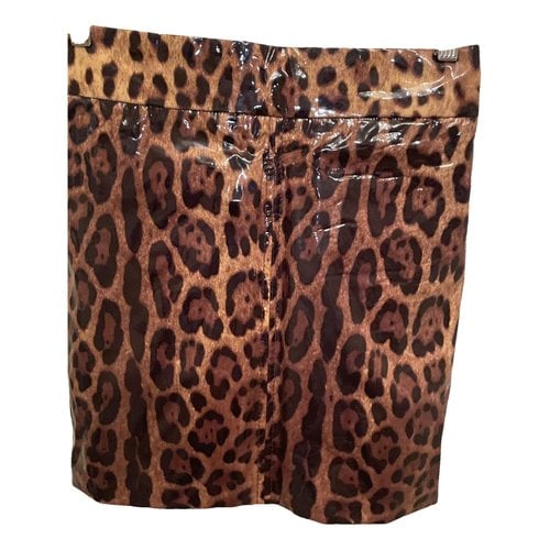 Pre-owned Dolce & Gabbana Patent Leather Mini Skirt In Multicolour