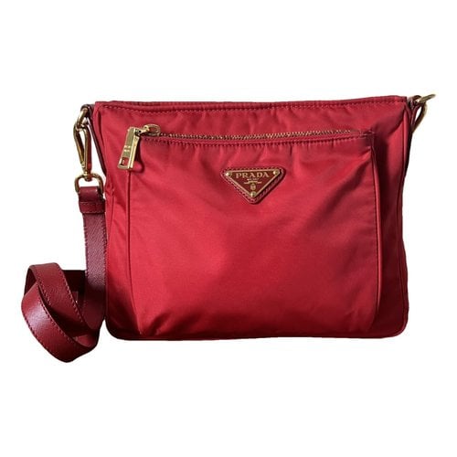 Pre-owned Prada Cloth Crossbody Bag In Red
