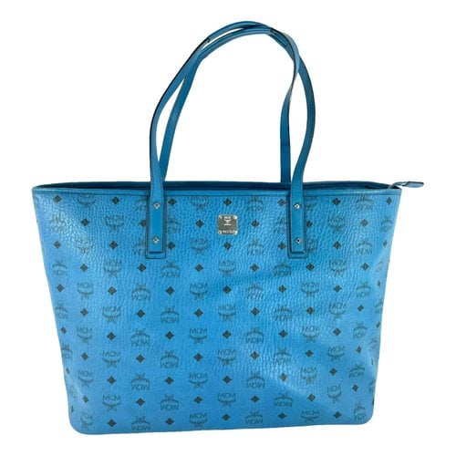 Pre-owned Mcm Anya Leather Tote In Blue