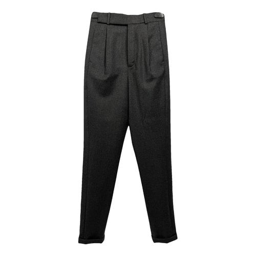 Pre-owned Saint Laurent Wool Straight Pants In Grey