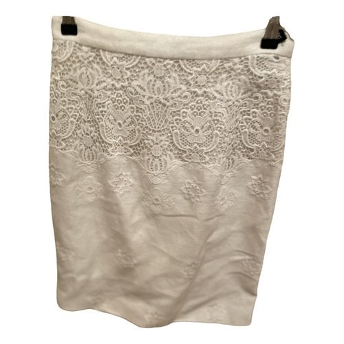 Pre-owned Dolce & Gabbana Linen Mini Skirt In White