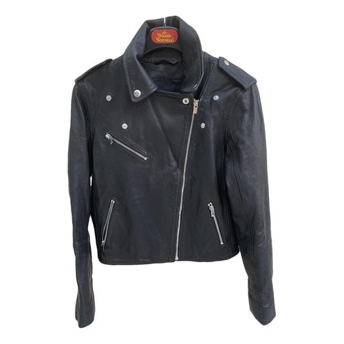 Pre-owned Club Monaco Leather Jacket In Black