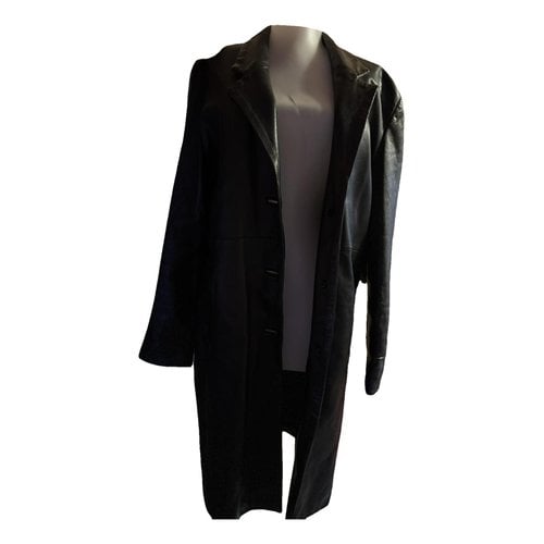 Pre-owned Burberry Leather Trenchcoat In Black