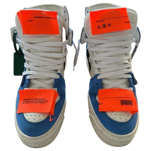 Pre-owned Off-white Off-court Patent Leather High Trainers In Blue