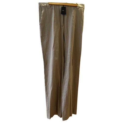 Pre-owned Maje Linen Straight Pants In Beige