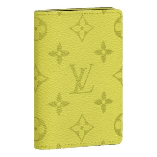 Pre-owned Louis Vuitton Passport Cover Leather Purse In Yellow