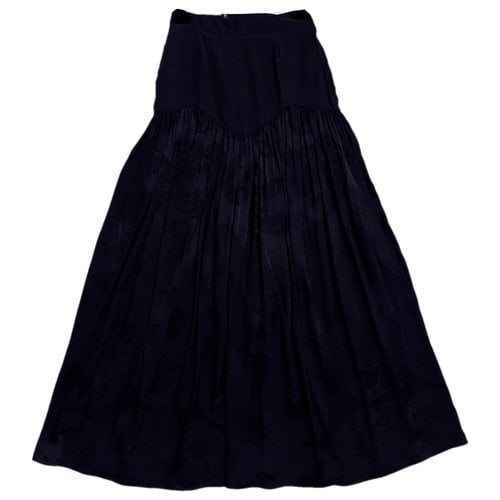 Pre-owned Roberto Cavalli Silk Maxi Skirt In Black