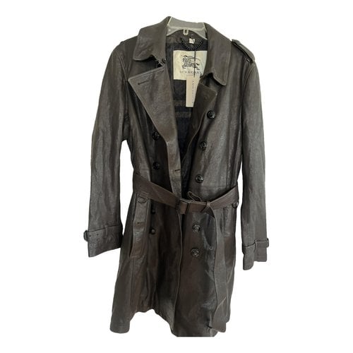 Pre-owned Burberry Leather Trenchcoat In Brown
