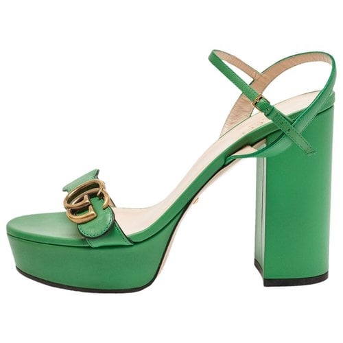 Pre-owned Gucci Patent Leather Sandal In Green