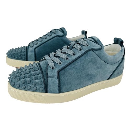 Pre-owned Christian Louboutin Louis Junior Spike Low Trainers In Blue