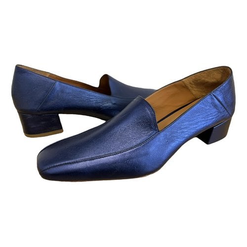Pre-owned By Far Leather Mules & Clogs In Blue