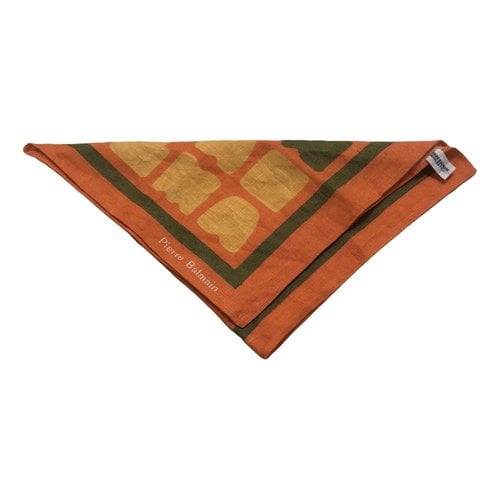 Pre-owned Pierre Balmain Silk Handkerchief In Orange