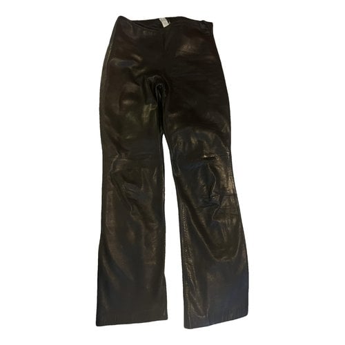 Pre-owned Calvin Klein Leather Trousers In Black