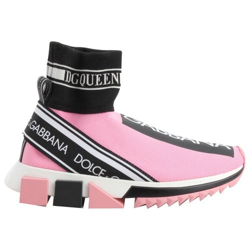 Pre-owned Dolce & Gabbana Sorrento Cloth Trainers In Pink